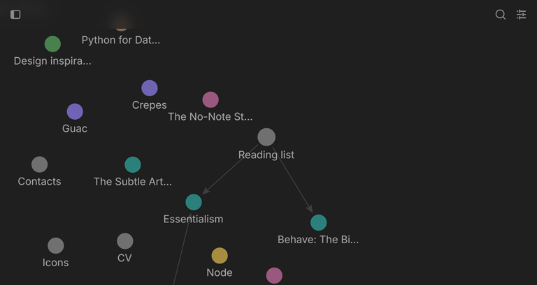 Nover app showing graph view