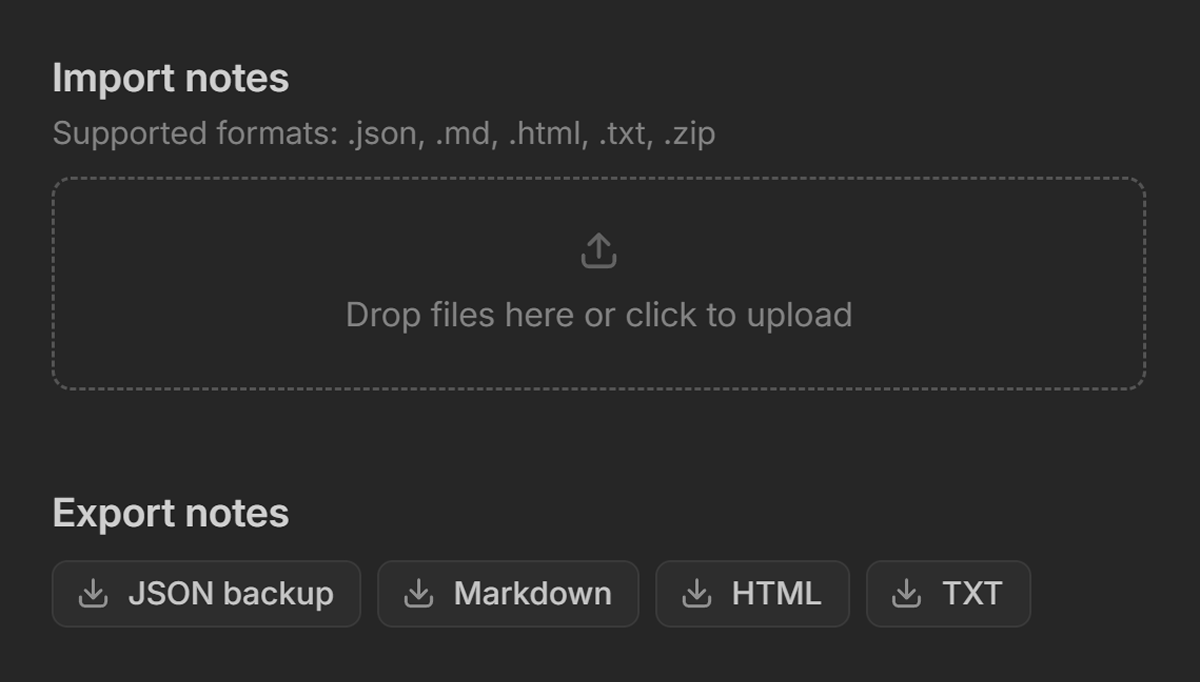 {{ $doc.appConfig.name }} app showing import/export section