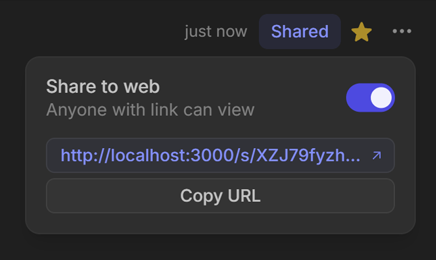 {{ $doc.appConfig.name }} app showing share menu