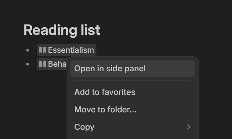 {{ $doc.appConfig.name }} how to open side panel from context menu